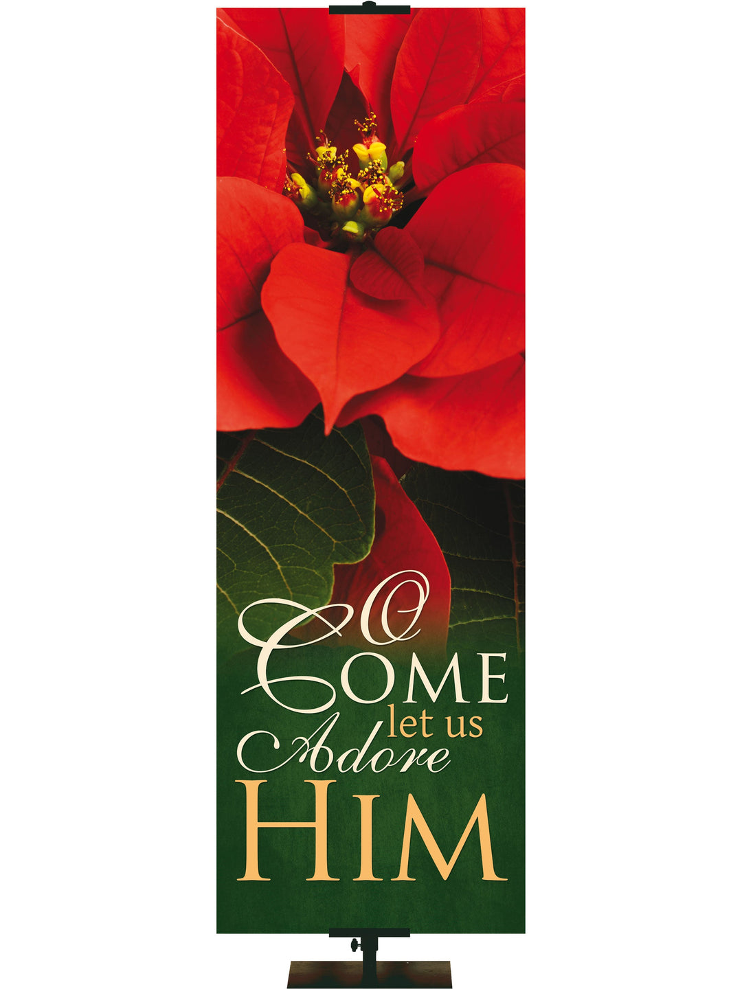 Irregular Colors of Christmas Let Us Adore Him (3 ft x 9 ft, Pole Hems)