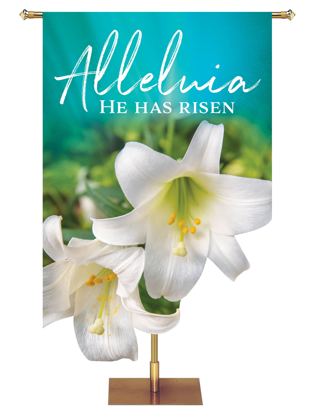  Irregular Contours of Easter Alleluia He Has Risen Lily (3 ft x 5 ft, Pole Hems)
