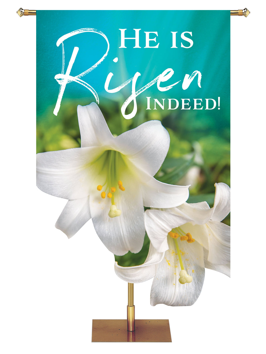  Irregular Contours of Easter He Is Risen Indeed Lily (3 ft x 5 ft, Pole Hems)