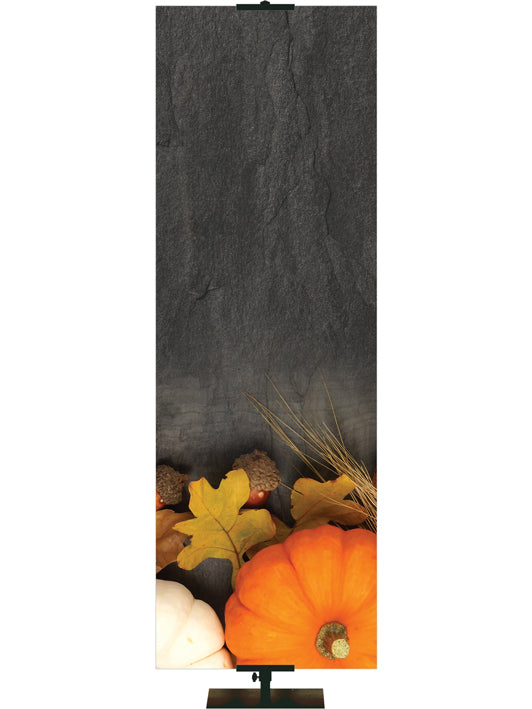 Custom Banner Autumn Heartland Design C Right White Pumpkins and Fall Leaves