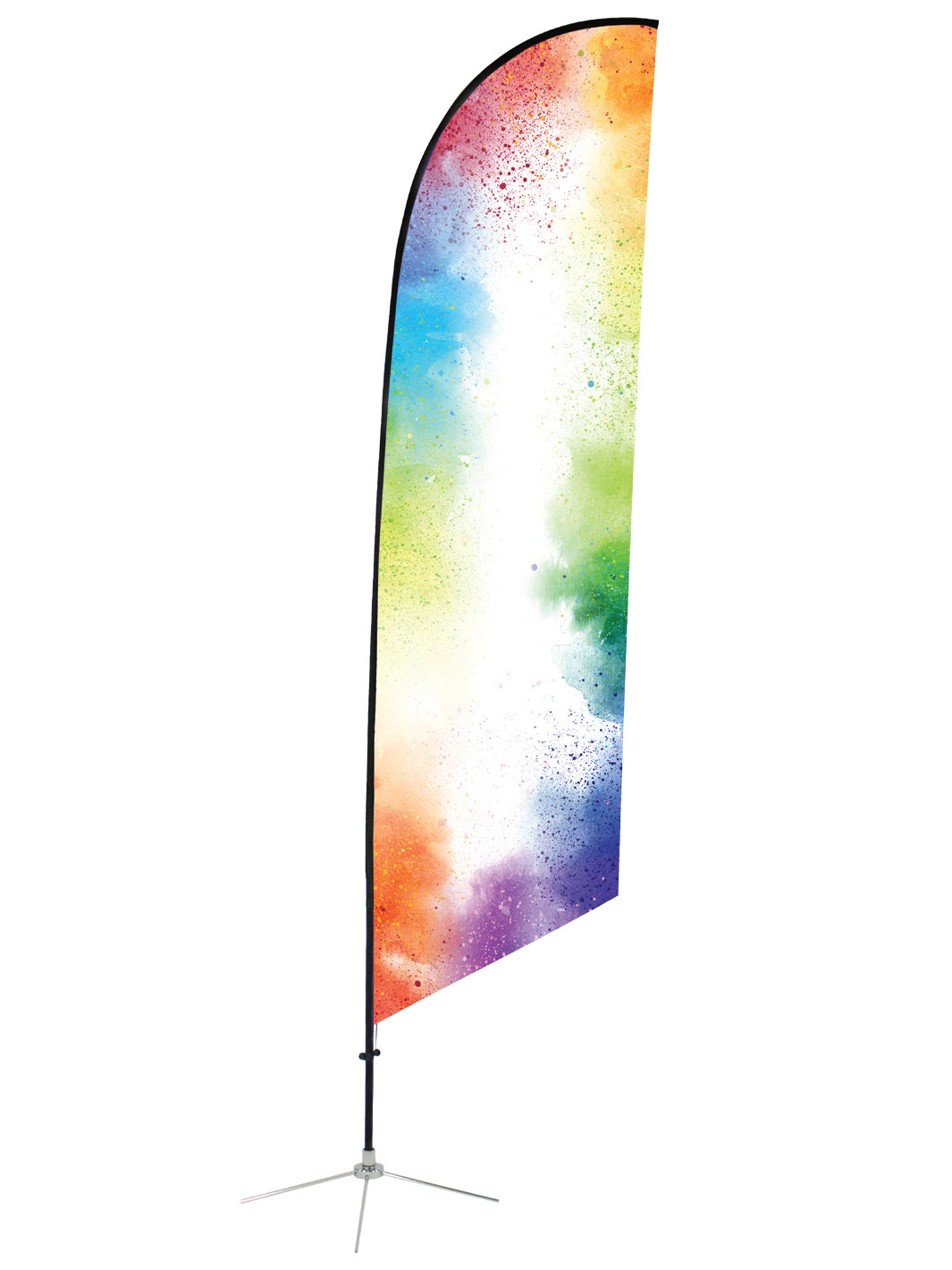 Custom Angled Feather Flag with colorful clouds design