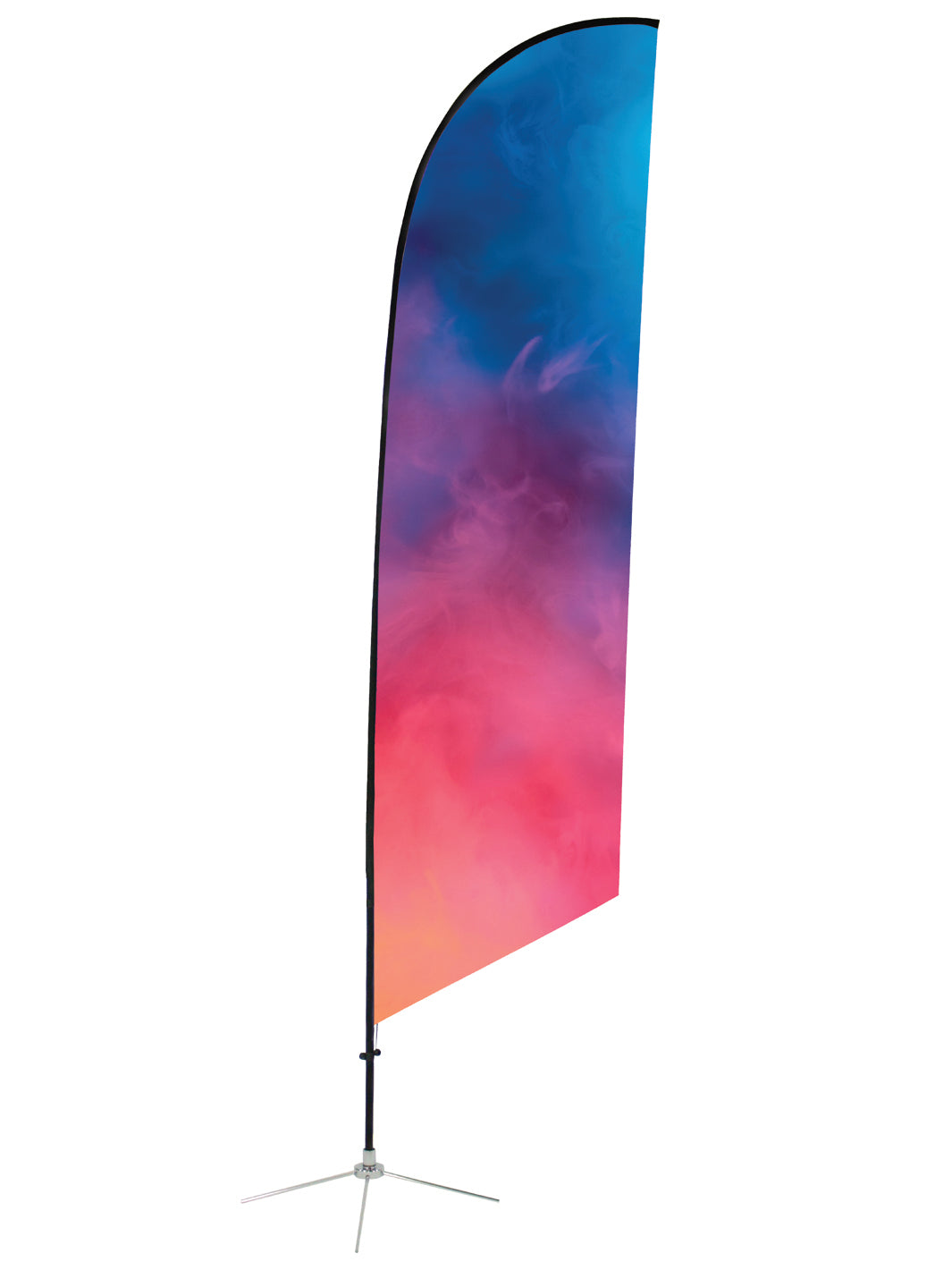 Custom Angled Feather Flag on colorful gradient mist background
