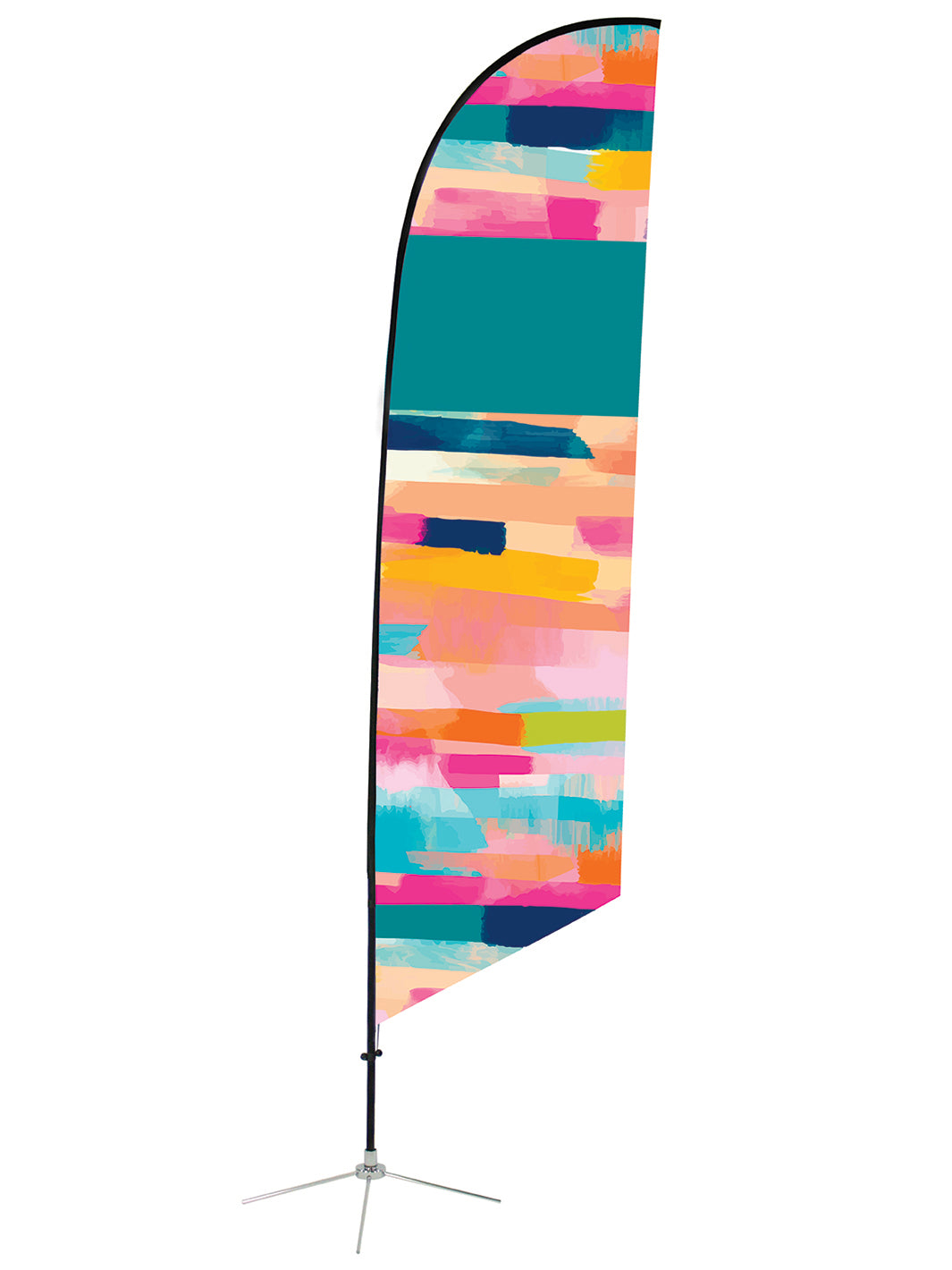 Custom Angled Feather Flag with bright Pastel Stripes