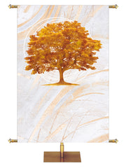 Custom Banner Echoes of Autumn with Autumn Tree on background of hues of bronze and copper