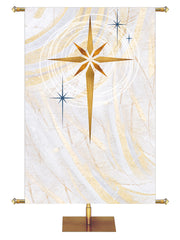 Custom Church Banner Background for Christmas with New Star in Gold on subtle hues of gold, blue and white.