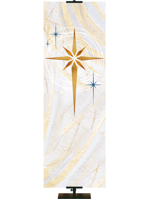 Custom Church Banner Background for Christmas with New Star in Gold on subtle hues of gold, blue and white