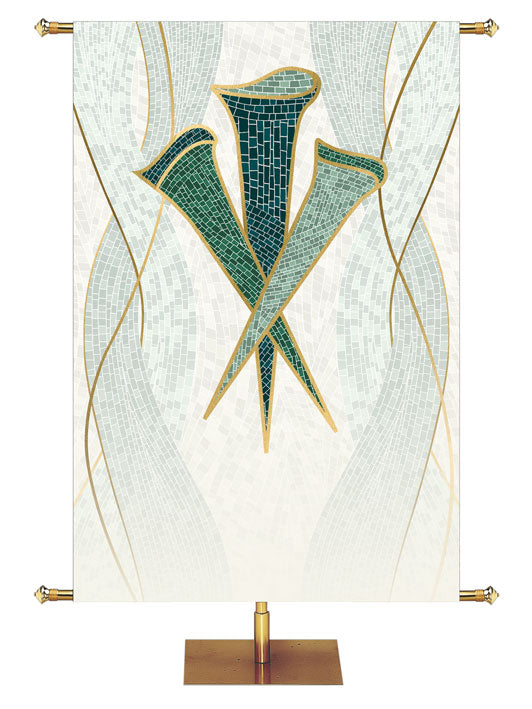 Custom Church Banner Background with Three Nails Symbol with gold accents