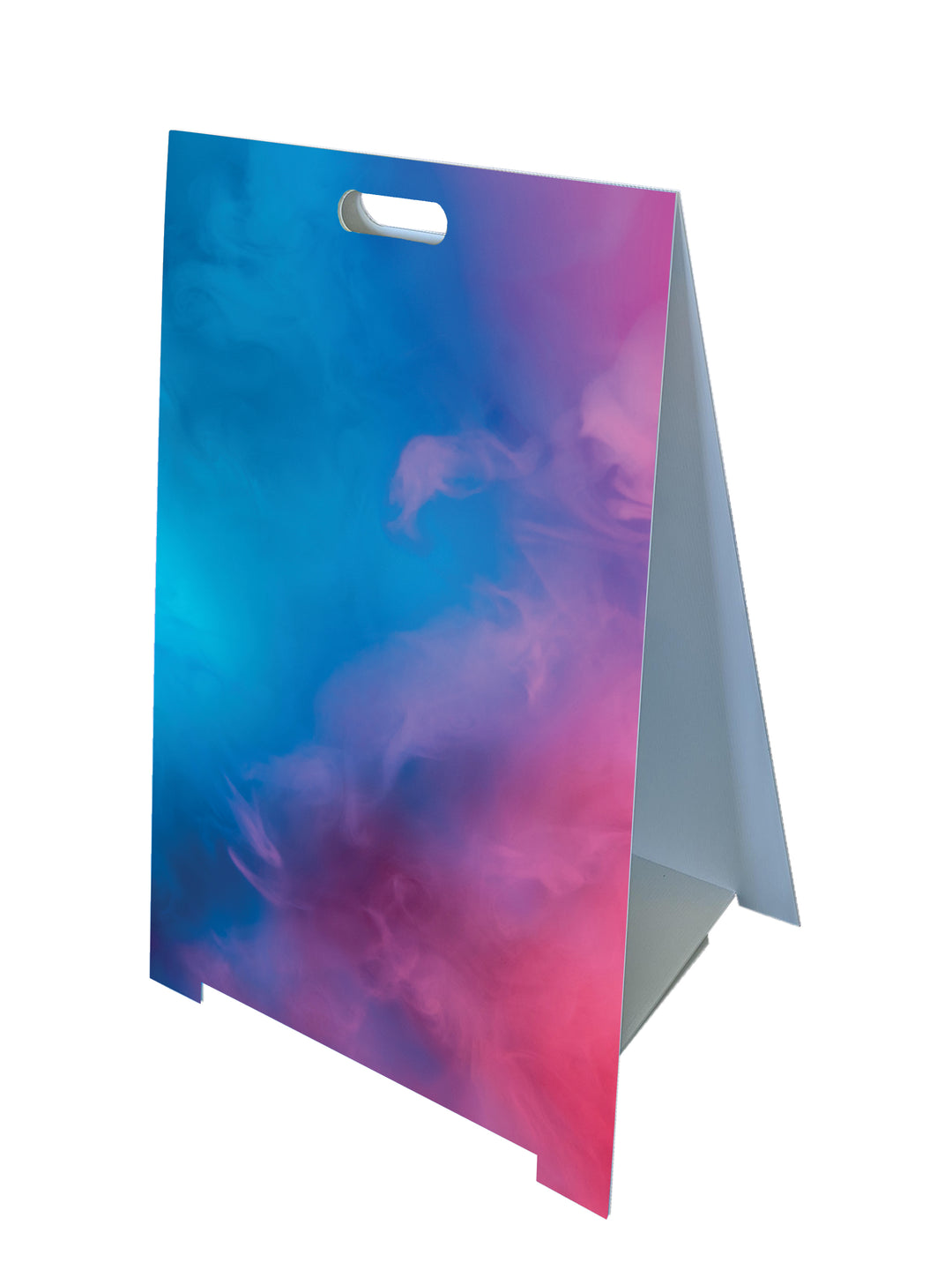 Custom Fold-A-Frame™ sign with colorful gradient mist background