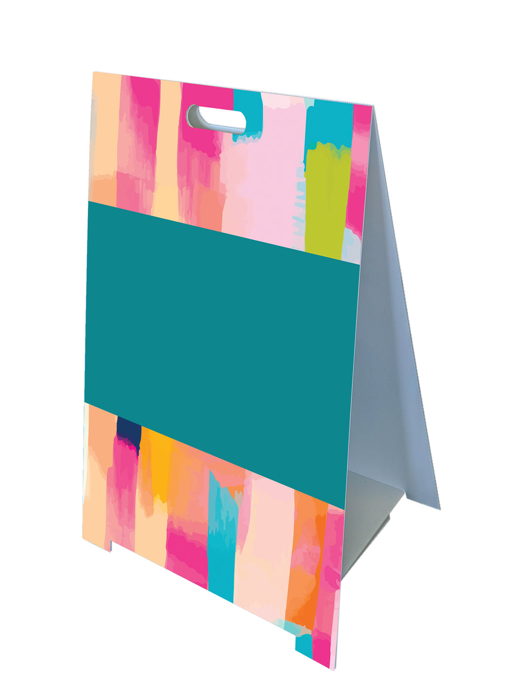 Custom Fold-A-Frame™ sign with bright Pastel Stripes