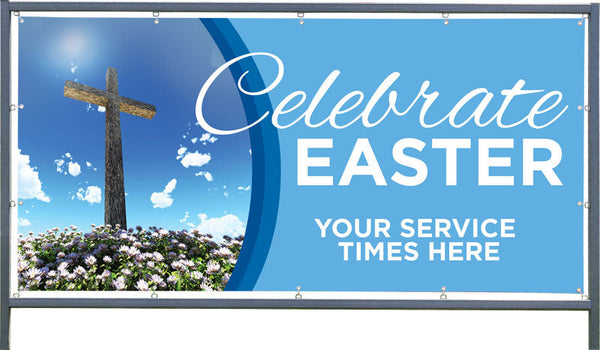 Custom Banner For Outdoor Banner Frame - Celebrate Easter Cross