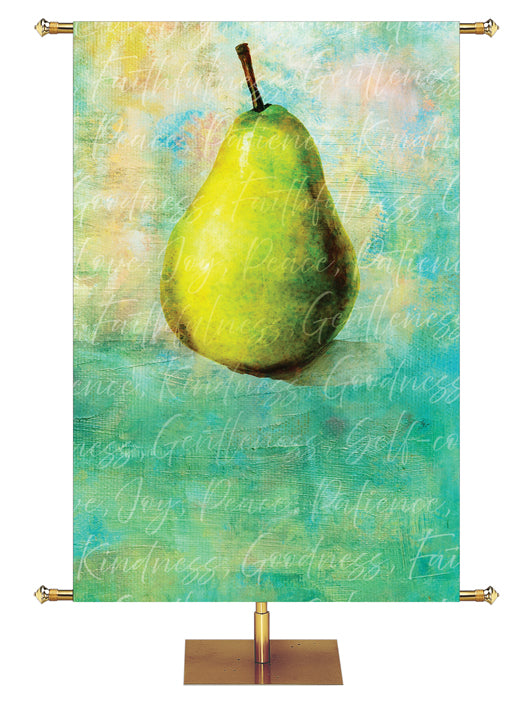 Custom Banner for Church with painted green pear on watercolor green background