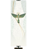 Custom Church Banner Dove Symbol Mosaics of Faith Design (left) on muted shades of Blue with Gold accents