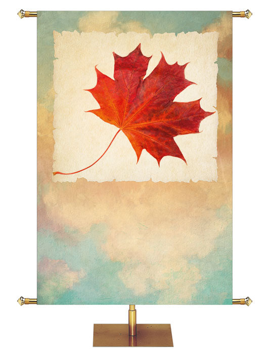 Fall and Thanksgiving banner background with Maple leaf on watercolor pastel.