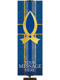 Fish Symbol Tapestries of Faith Custom Church Banner in Liturgical colors of Blue, Green, Purple, Red or White