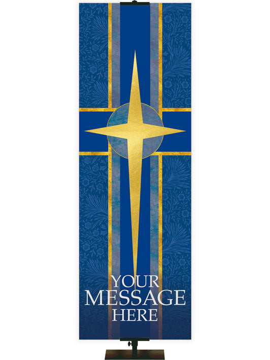 Star Symbol Tapestries of Faith Custom Church Banner in Liturgical colors of Blue, Green, Purple, Red or White