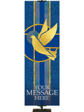Dove Symbol Tapestries of Faith Custom Church Banner in liturgical colors of Blue, Green, Purple, Red or White