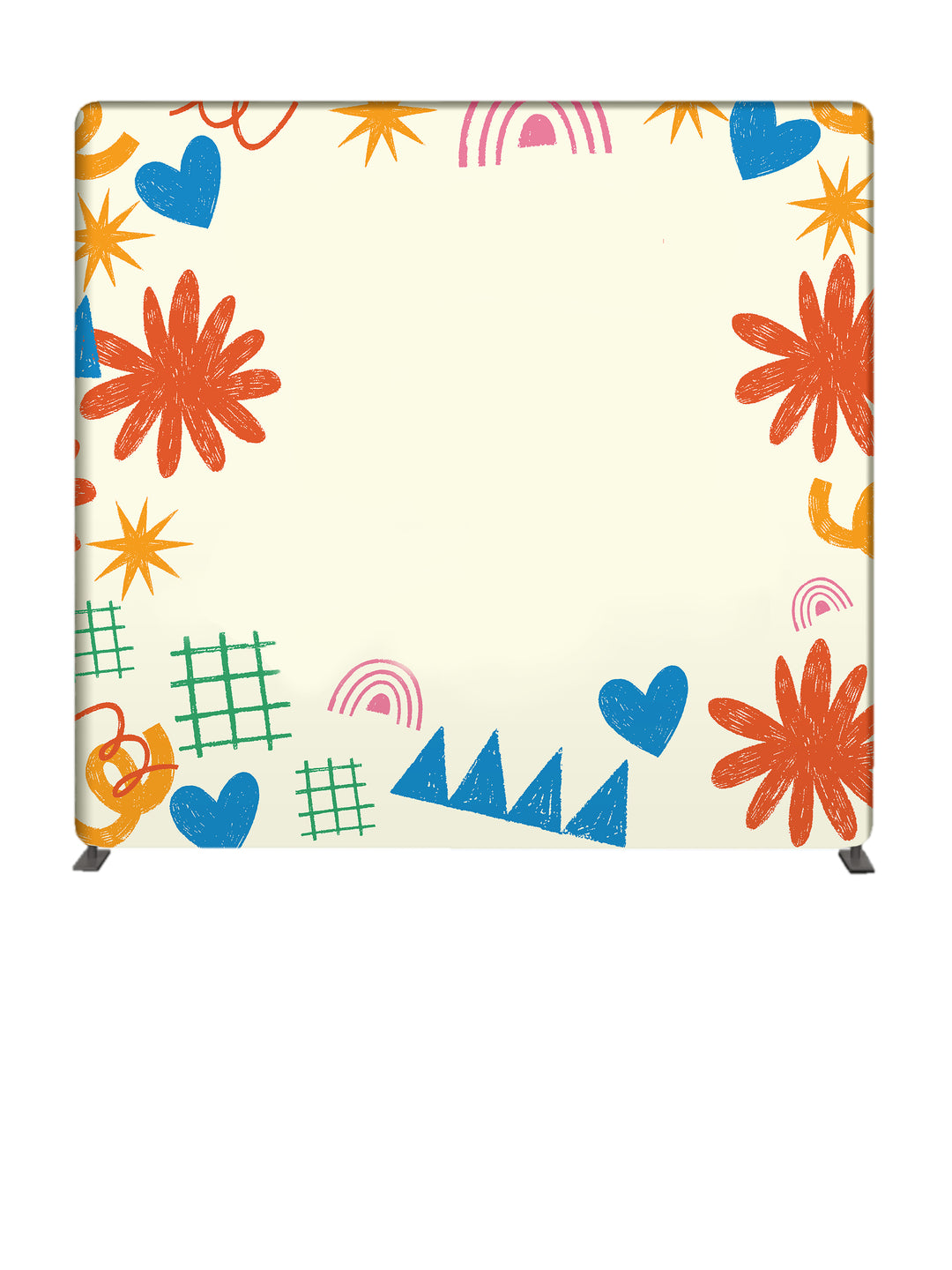 Custom 8' Backdrop With Tube Display Stand Crayon Doodles