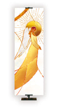 Angel Left with gold accents in White or Red Luminescent Christmas Custom Banner