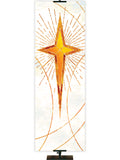 The Lord is Come Luminescent Christmas Custom Banner Star with gold accents in White or Red