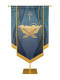 Custom Embellished Banner Christmas Mosaic Manger Left, Blue