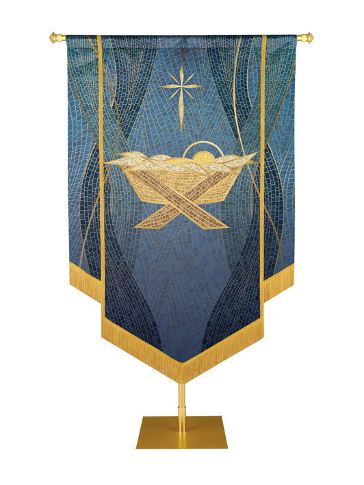 Custom Embellished Banner Christmas Mosaic Manger Left