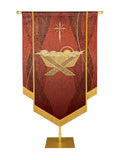 Custom Embellished Banner Christmas Mosaic Manger Left, Red