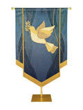 Custom Embellished Banner Christmas Mosaic Dove Left, Blue