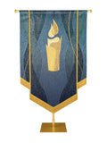 Custom Embellished Banner Christmas Mosaic Candle Left, Blue