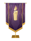 Custom Embellished Banner Christmas Mosaic Candle Left, Purple