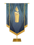 Custom Embellished Banner Christmas Mosaic Candle Right, Blue