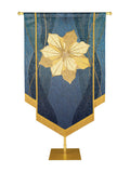 Custom Embellished Banner Christmas Mosaic Poinsettia Right, Blue