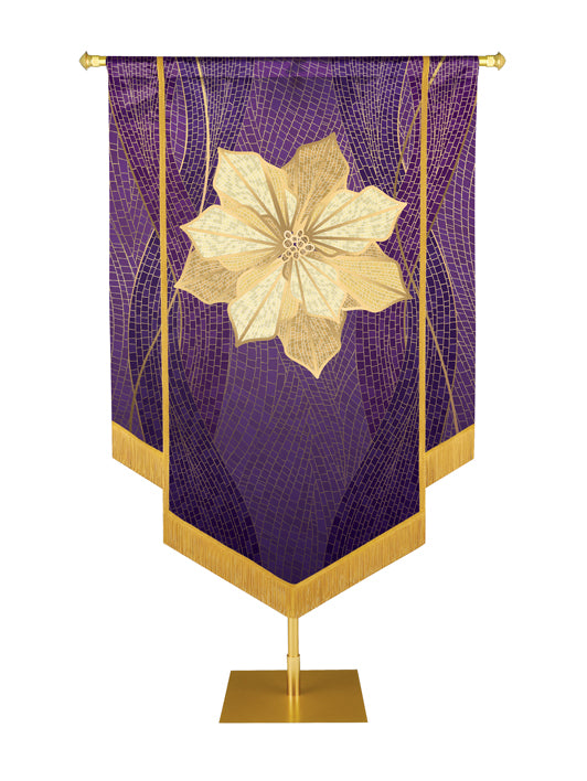 Custom Embellished Banner Christmas Mosaic Poinsettia Right, Purple