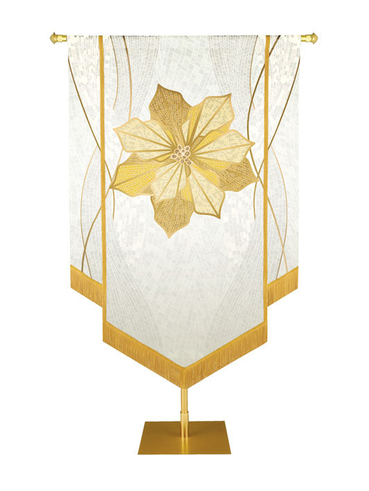 Custom Embellished Banner Christmas Mosaic Poinsettia Left, White