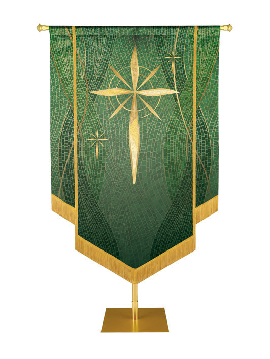 Custom Embellished Banner Christmas Mosaic Star Left, Green
