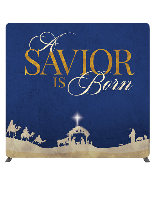 A Savior Is Born Christmas Nativity 8' Backdrop With Tube Display Stand