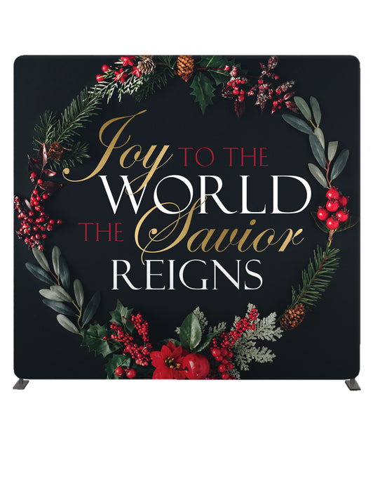 Joy To The World The Savior Reigns Christmas 8' Backdrop With Tube Display Stand