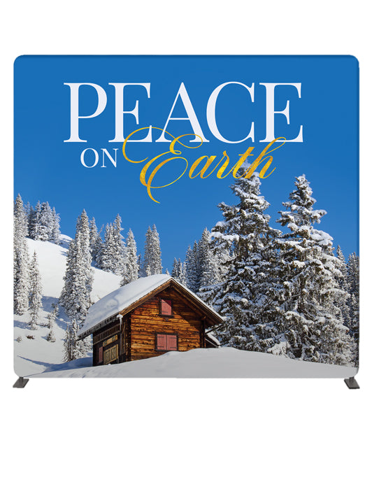 Peace On Earth Christmas 8' Backdrop With Tube Display Stand