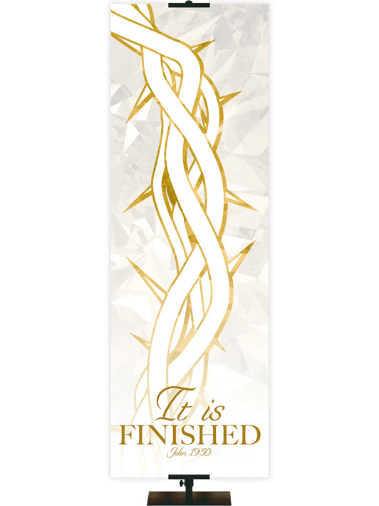 Icons of Easter It Is Finished Overstock Clearance Banner 3X9 White