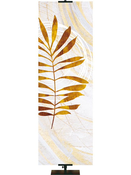 Palm Symbol in Gold on White Banner Right 2x6 Format Echoes of Easter