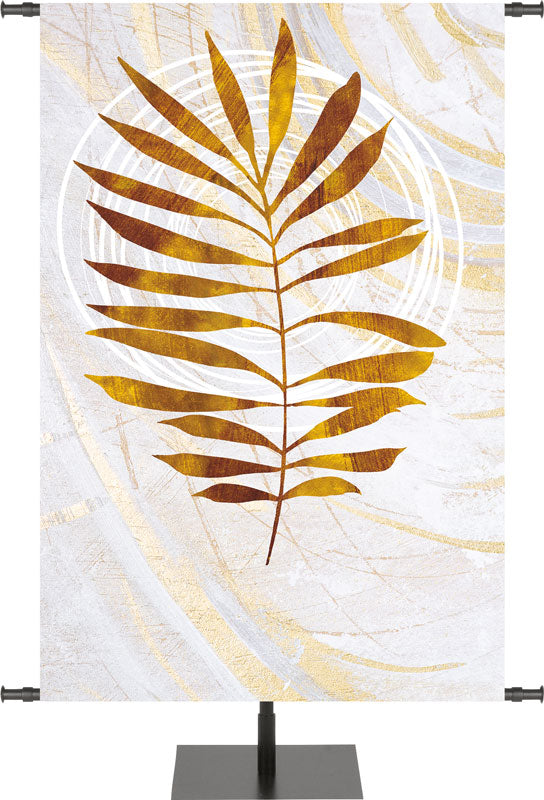 Palm Symbol in Gold on White Banner Right Wide Format Echoes of Easter