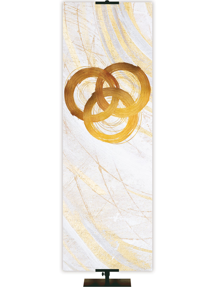 Trinity Symbol in Gold on White Banner Right 2x6 Format Echoes of Easter