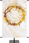 Crown of Thorns Symbol in Gold on White Banner Right Wide Format Echoes of Easter