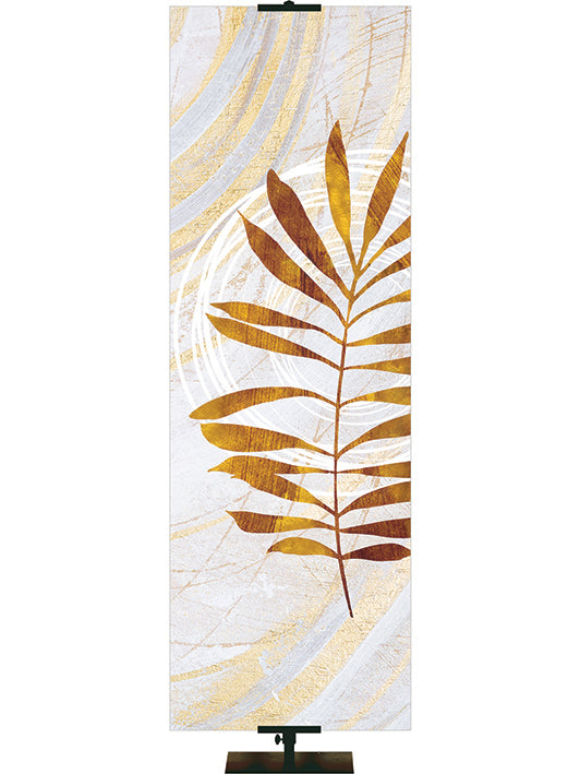 Palm Symbol in Gold on White Banner Left 2x6 Format Echoes of Easter