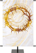 Crown of Thorns Symbol in Gold on White Banner Left Wide Format Echoes of Easter