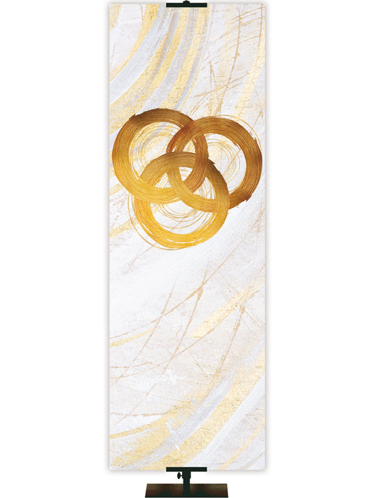 Trinity Symbol in Gold on White Banner Left 2x6 Format Echoes of Easter
