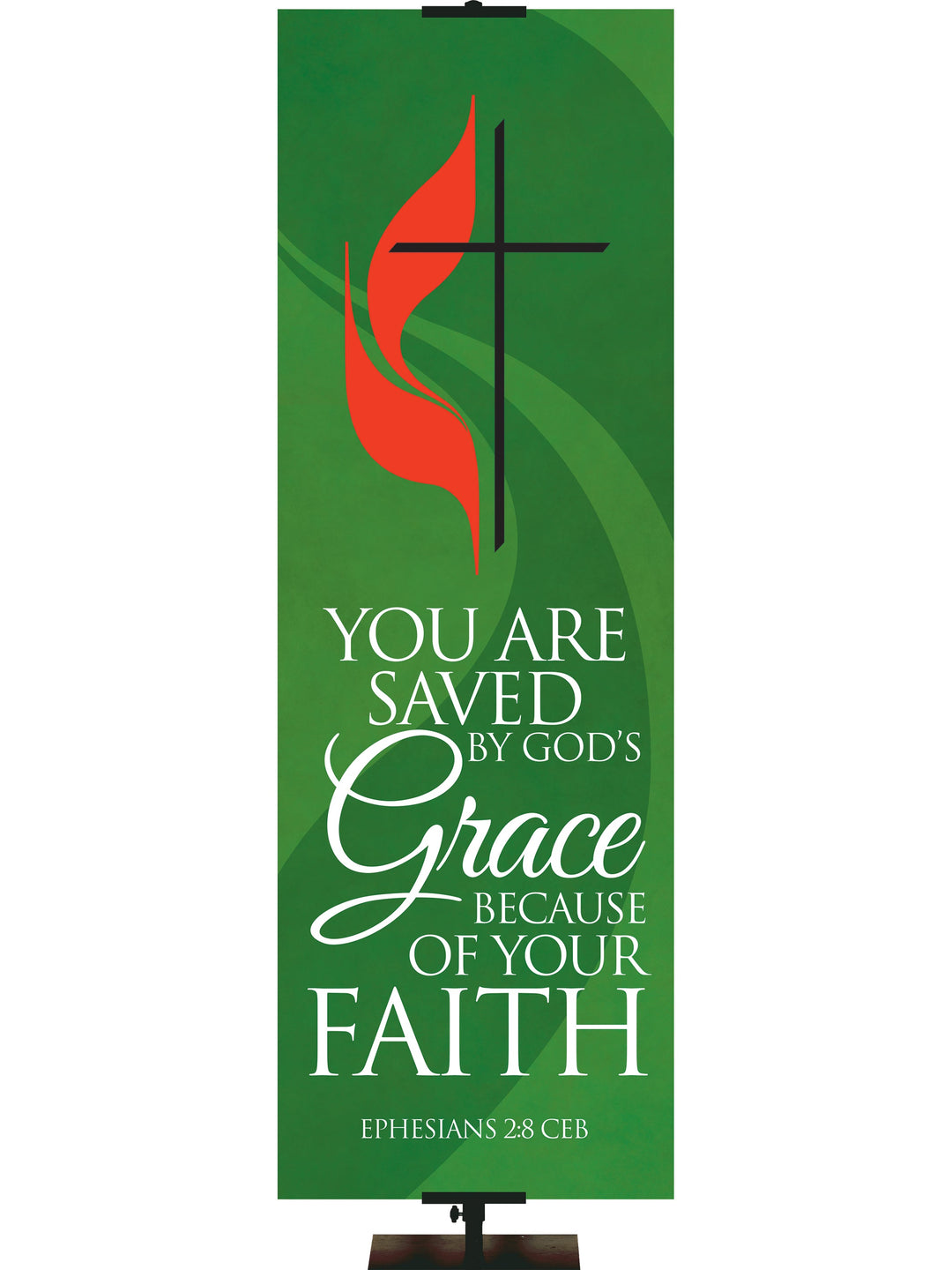  Overstock Signs of Easter Cross and Flame Right (18 in x 5 ft, Pole Hems)