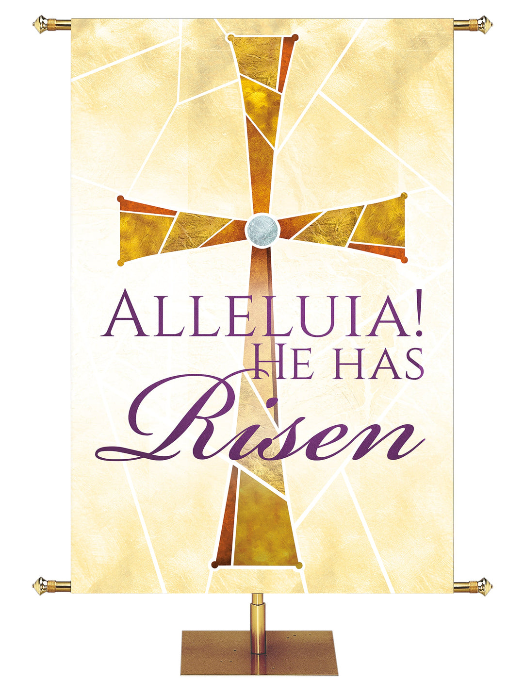  Irregular Eternal Emblems of Easter Alleluia He Has Risen (4 ft x 6 ft, Pole Hems)