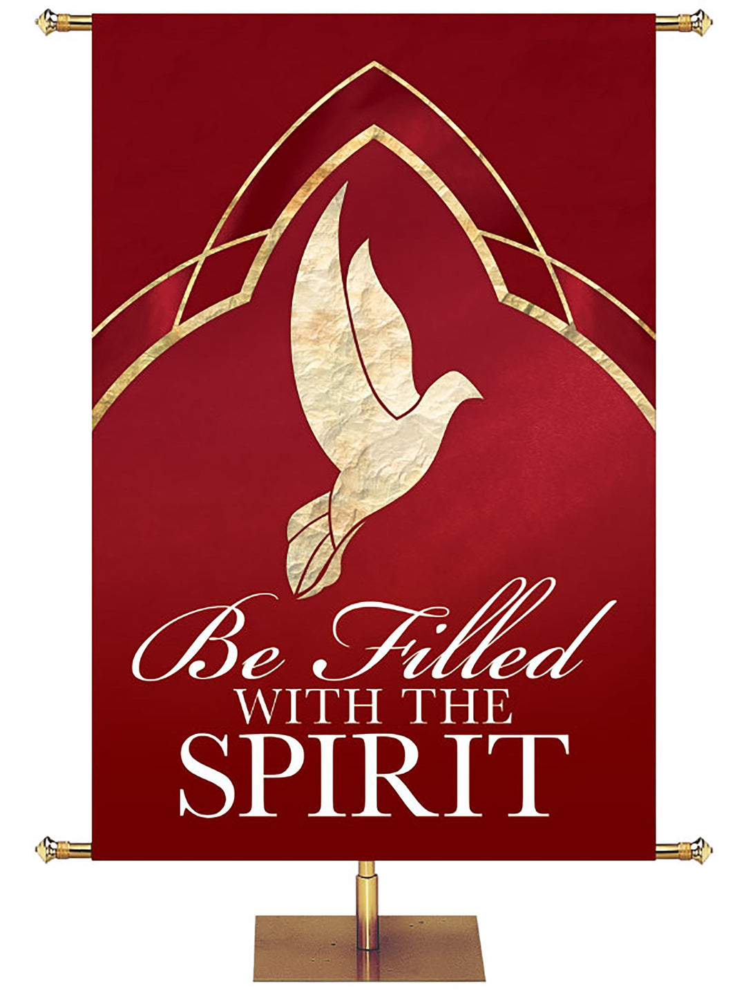 Overstock Eternal Emblems of Faith Be Filled With The Spirit (5 ft x 7 ft, Red, Pole Hems)