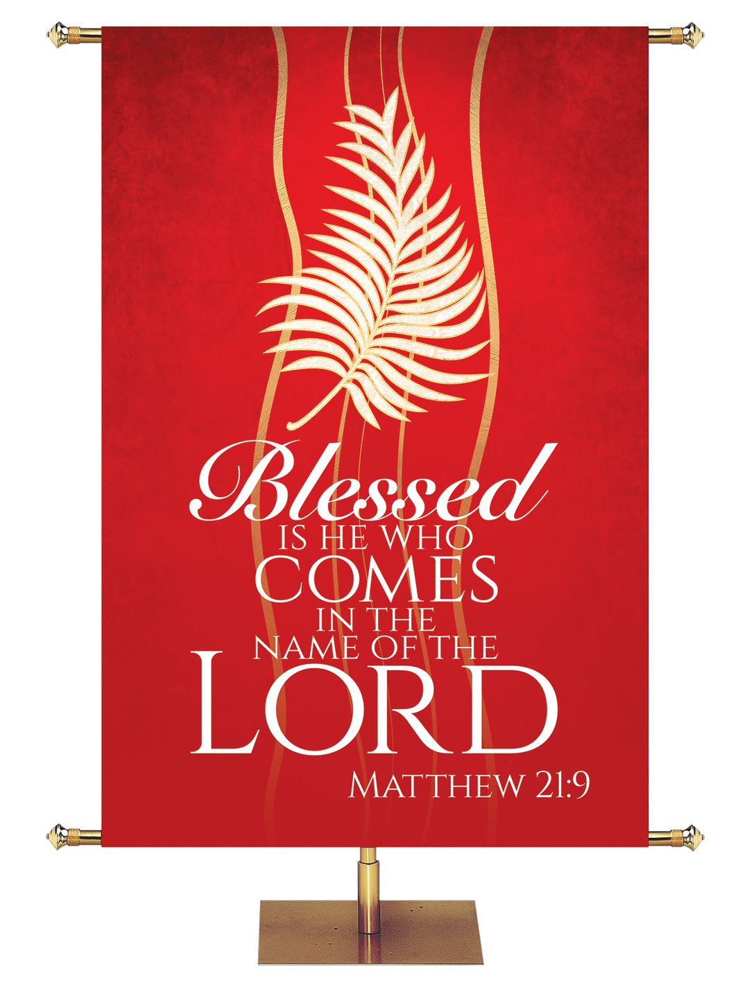  Overstock Experiencing God Symbols and Phrases Palm, Blessed Is He (4 ft x 6 ft, Red, Pole Hems)