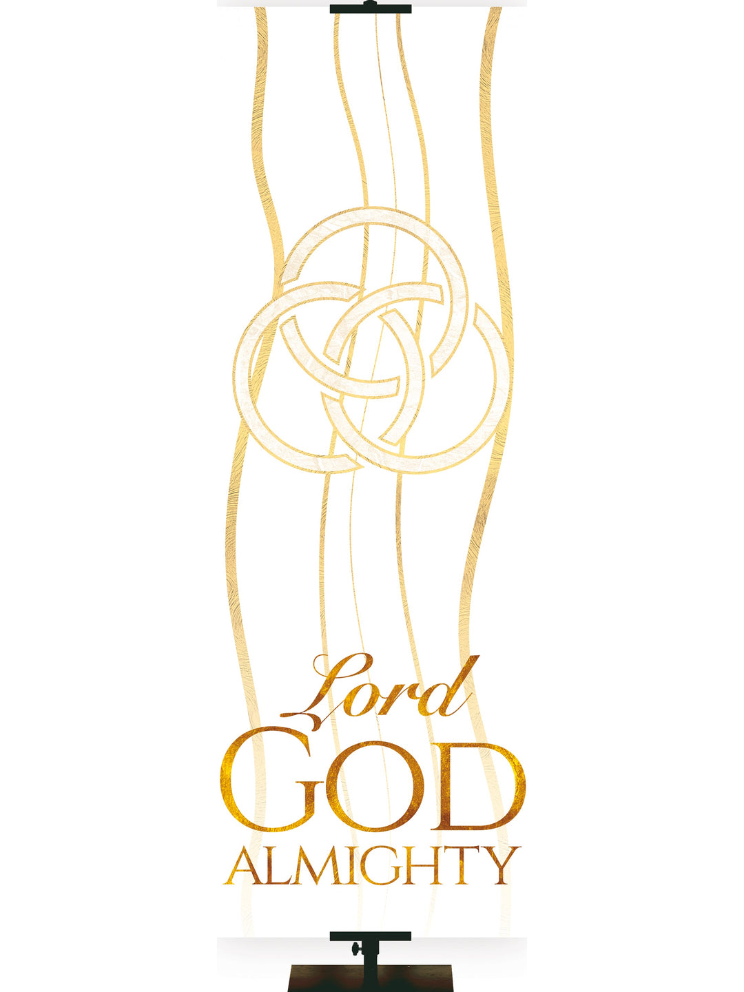  Overstock Experiencing God Symbols and Phrases Trinity, Lord God Almighty (18 in x 5 ft, White, Pole Hems)